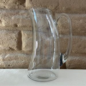 Unusual curvilinear 2-quart clear glass pitcher - 10.75” tall